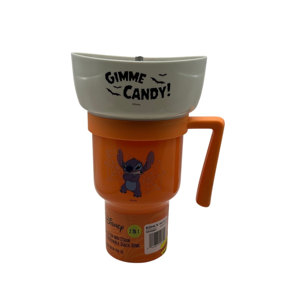 Disney Stitch Halloween 32 oz Cup with Detachable Snack Bowl Orange Gimme Candy